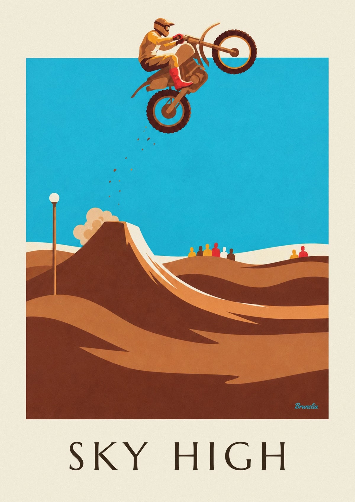 Affiche pilote de motocross en plein saut au-dessus de la piste