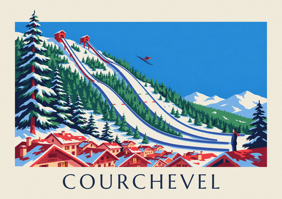 Poster trampolini di salto con gli sci di Courchevel a Le Praz