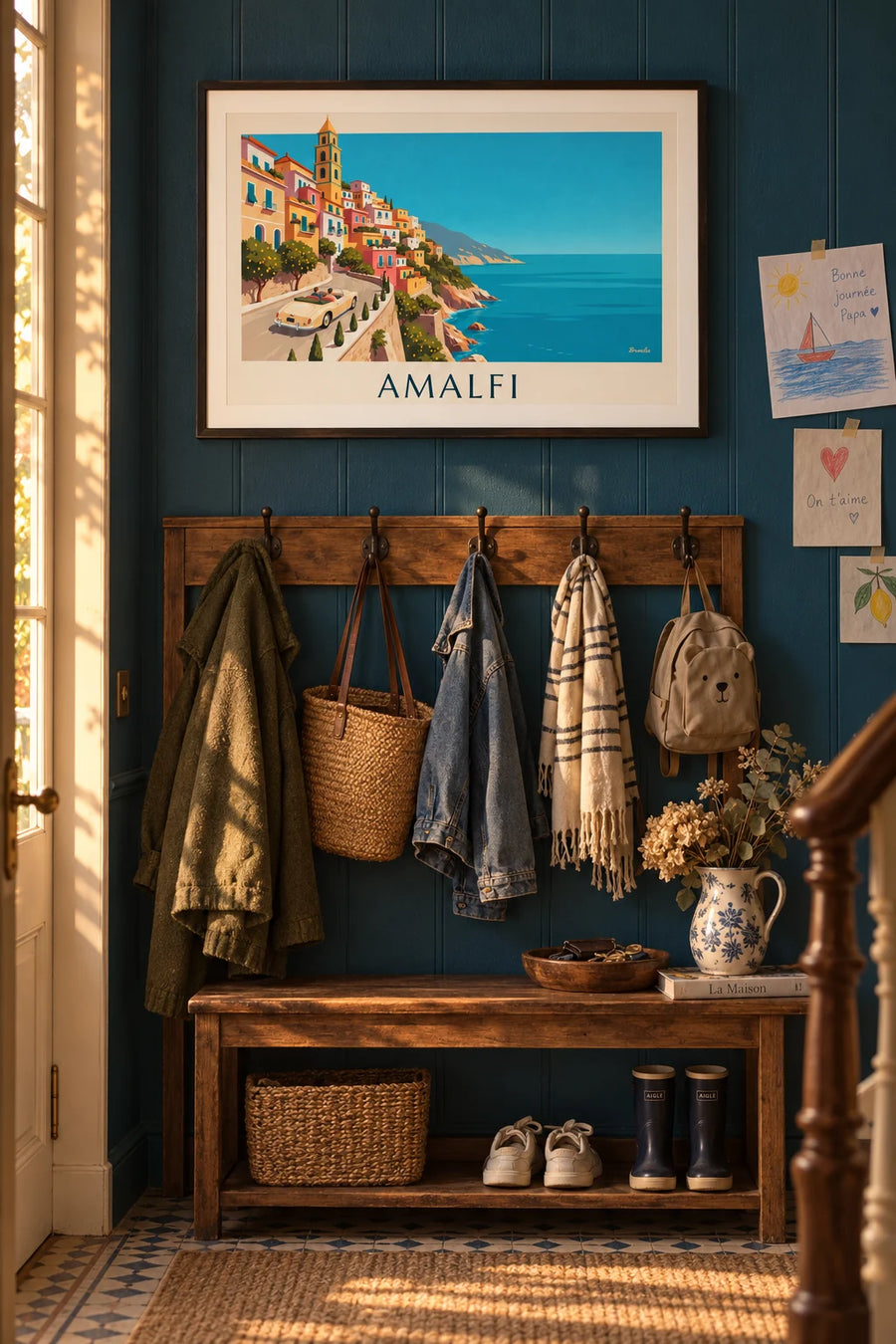 Affiche décapotable sur la route côtière d'Amalfi : encadrée au mur